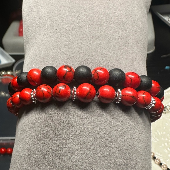 SOLD Rose 🌹 Red Turquoise Bracelet Set ❤️🌹🌹🌹 - Picture 2 of 6